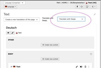 1 - DeepL-Übersetzung im TYPO3-Backend
