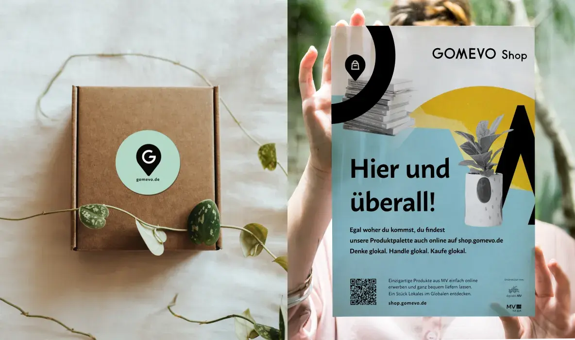 Packaging mit Aufkleber und A3 Poster im Schaufenster Packaging mit Aufkleber und A3 Poster im Schaufenster